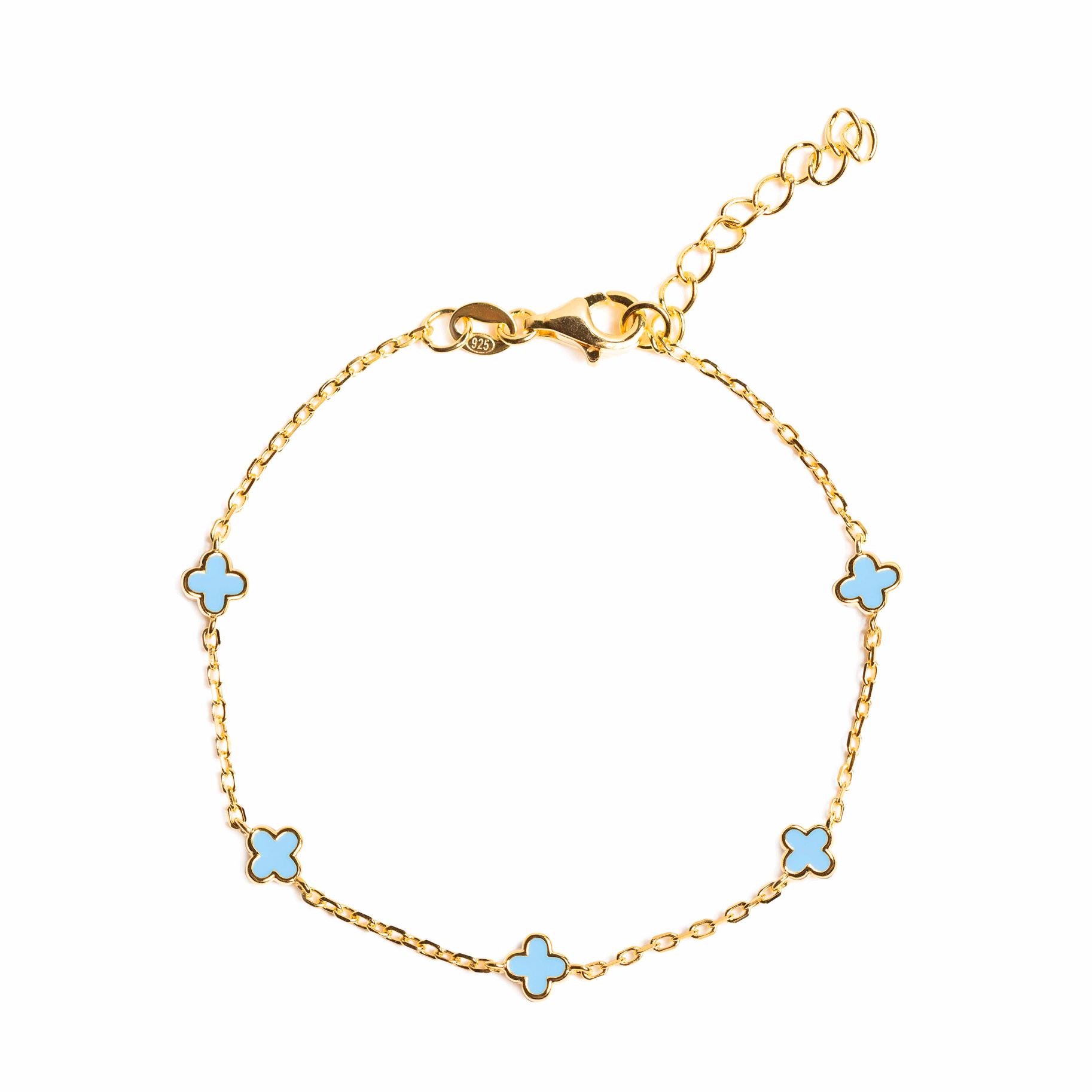 LIGHT BLUE ENAMEL CLOVER BRACELET