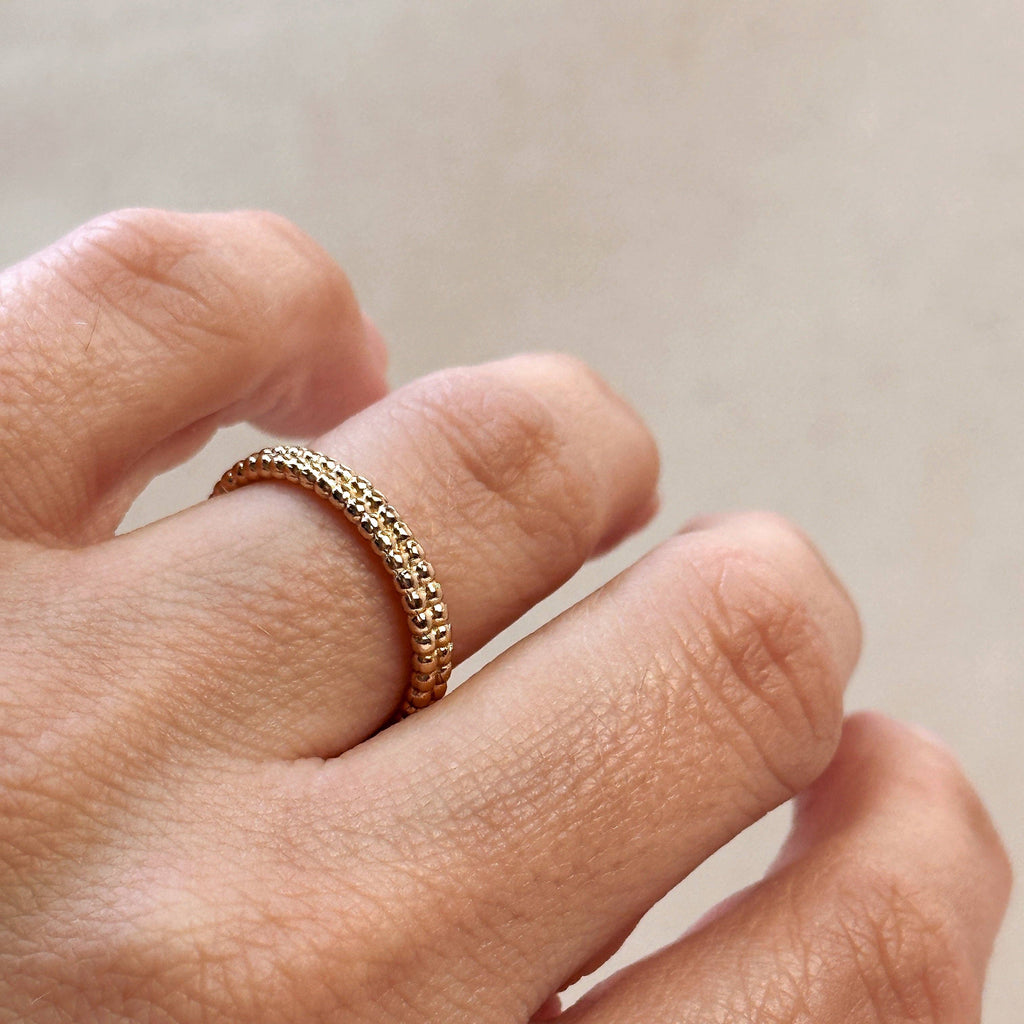 18K Gold Filled Double Beaded Ring