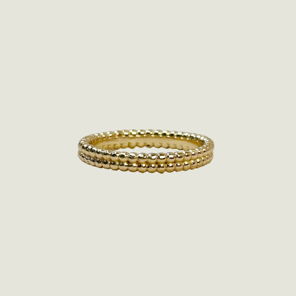 18K Gold Filled Double Beaded Ring