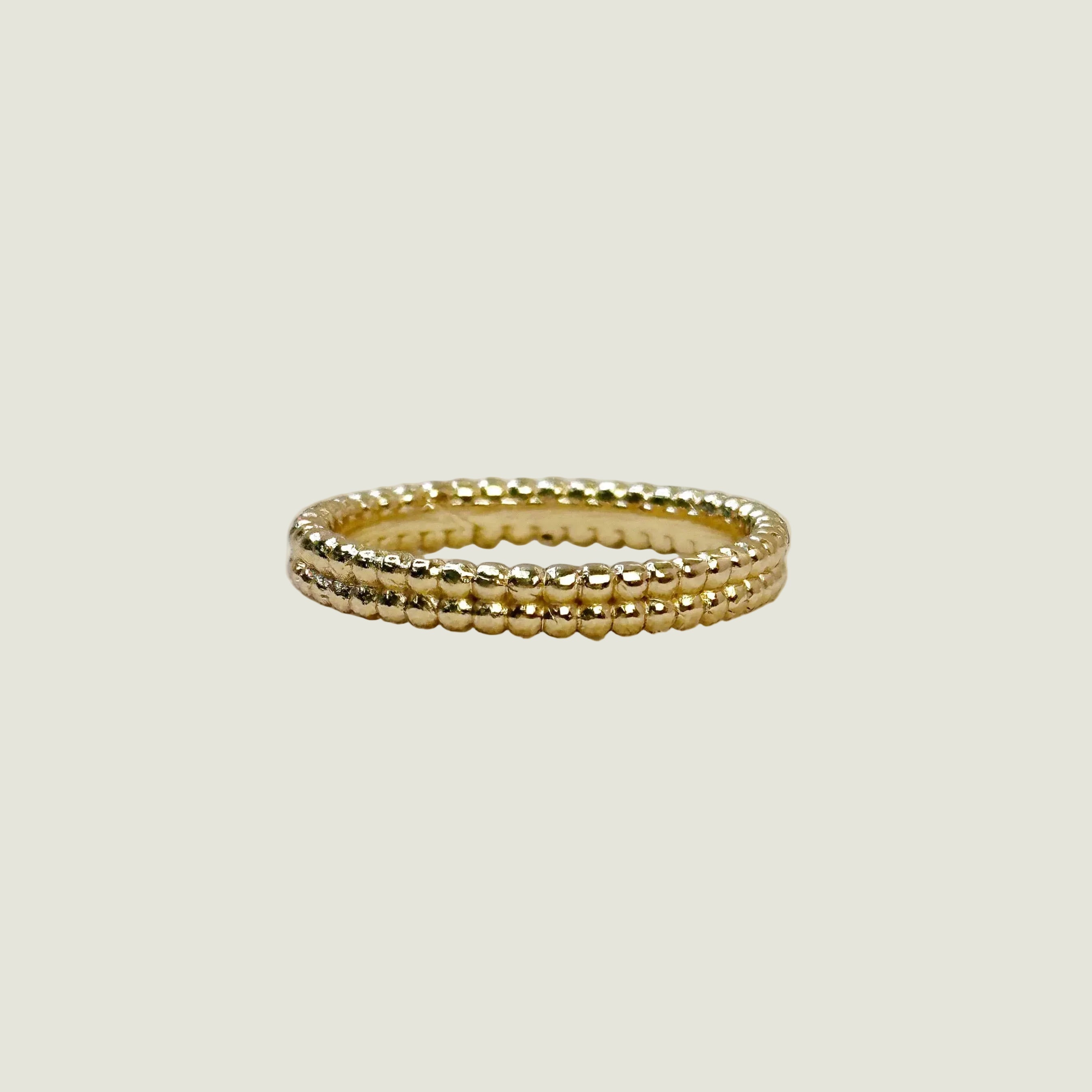 18K Gold Filled Double Beaded Ring