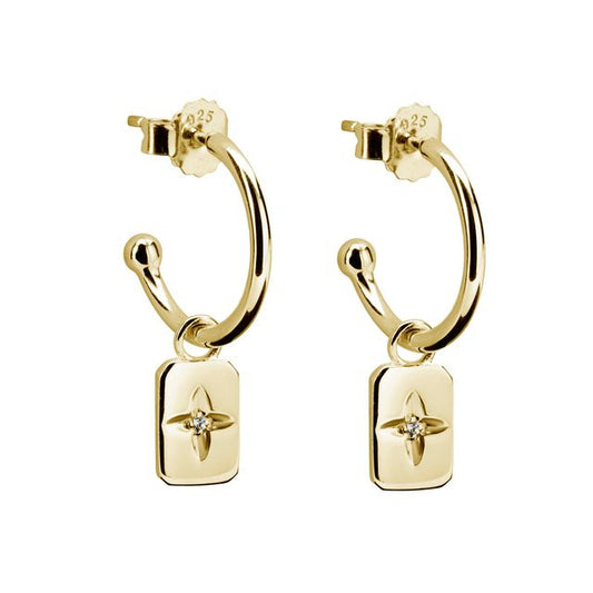 DESERT FLOWER RECTANGLE HOOPS - GOLD