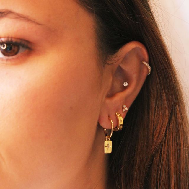 DESERT FLOWER RECTANGLE HOOPS - GOLD