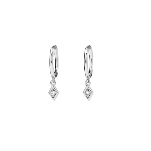LITTLE DIAMOND CHARM ON SILVER HUGGIES