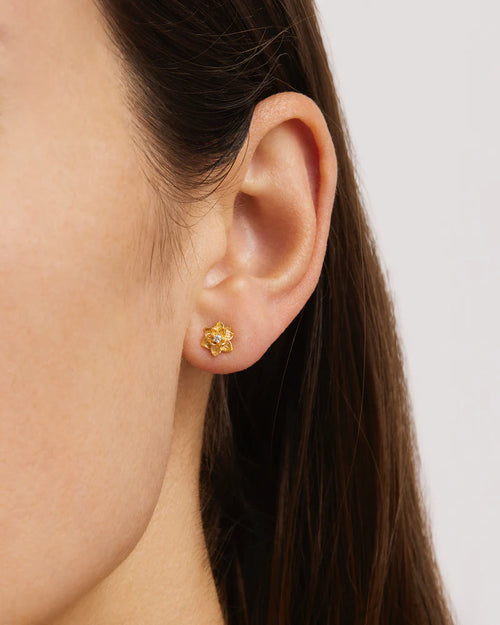 18k Gold Vermeil Bloom Within Lotus Stud Earrings