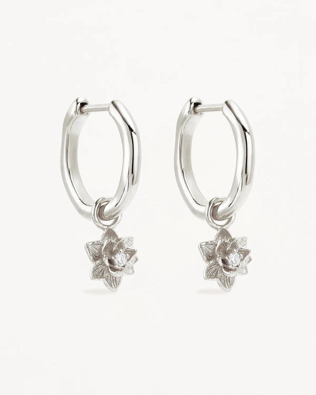 Sterling Silver Bloom Within Lotus Hoops