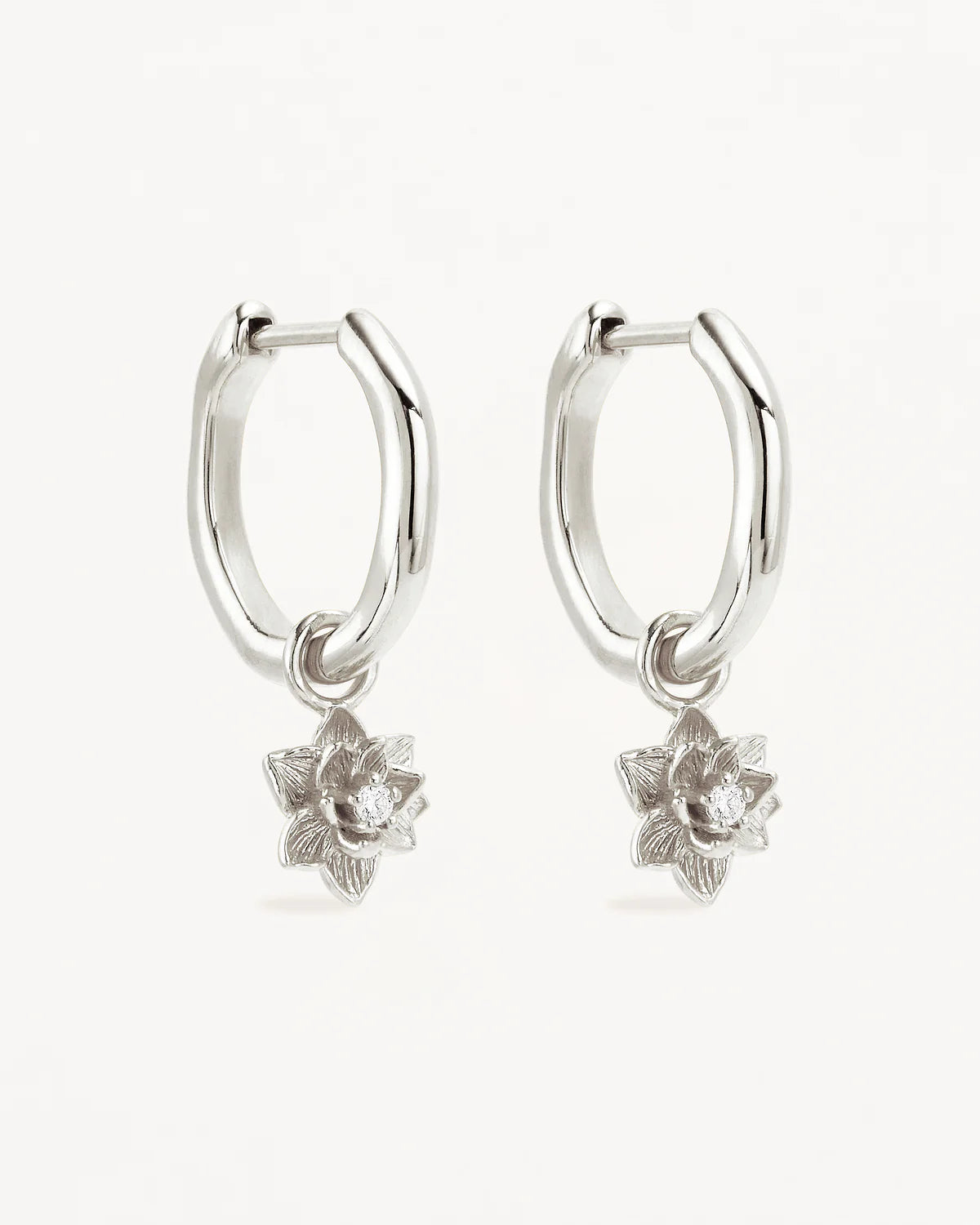 Sterling Silver Bloom Within Lotus Hoops