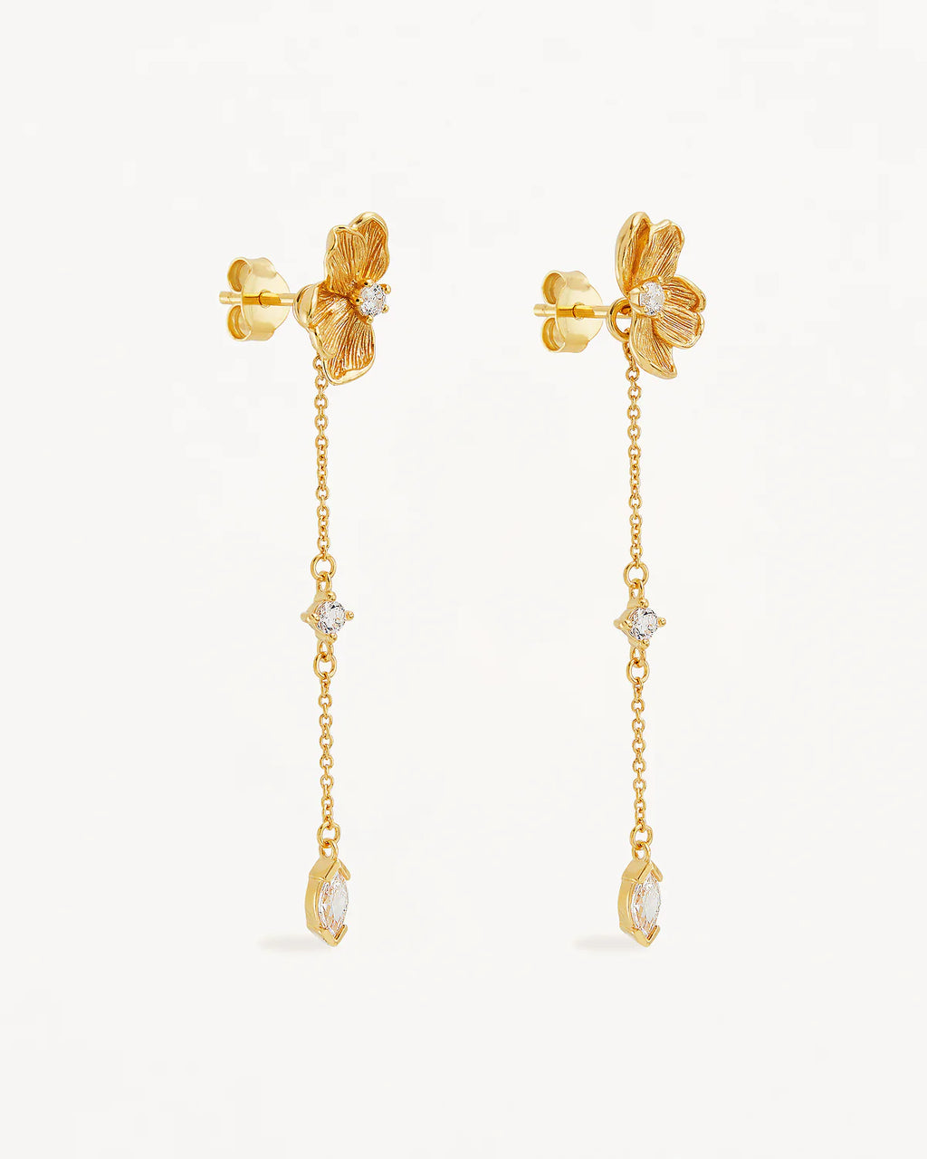 18k Gold Vermeil Serene Lotus Chain Earrings