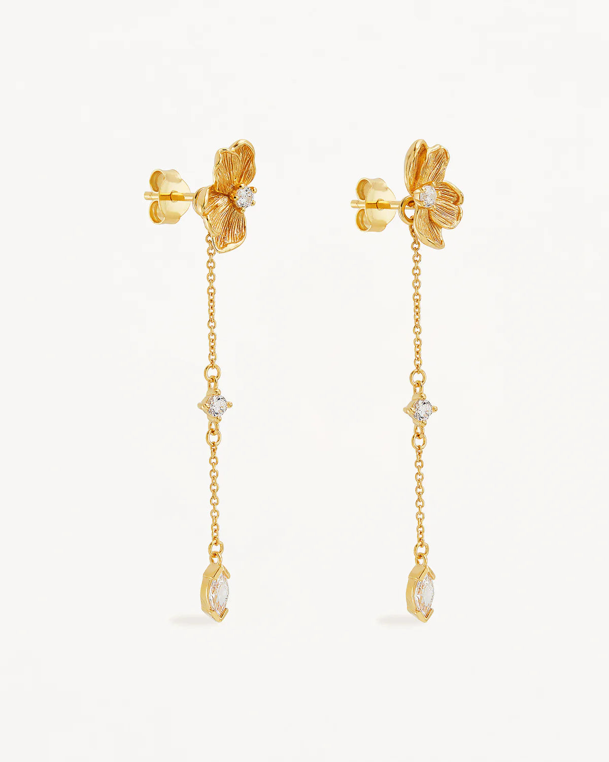 18k Gold Vermeil Serene Lotus Chain Earrings