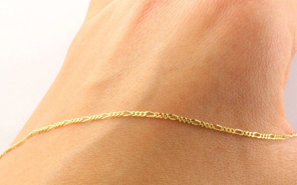 9CT GOLD FIGARO ANKLET