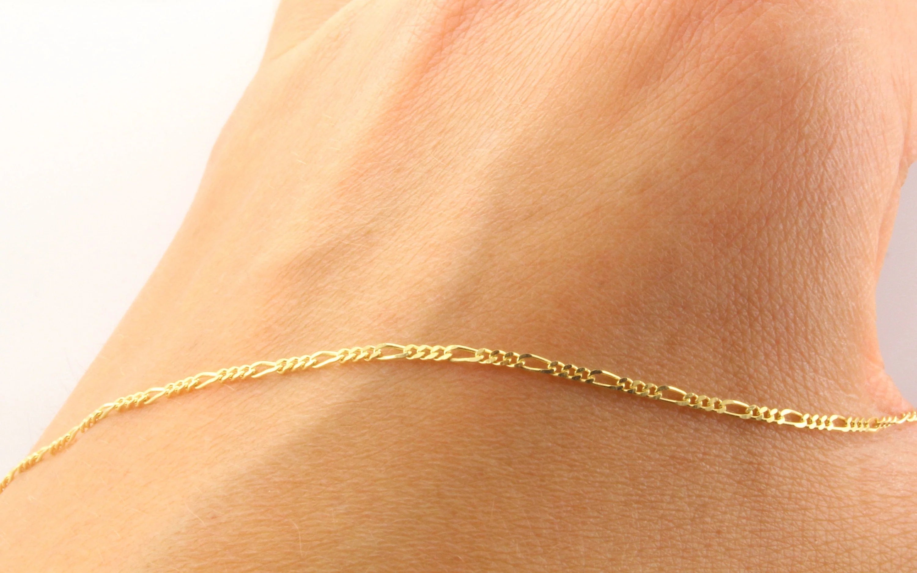 9CT GOLD FIGARO ANKLET