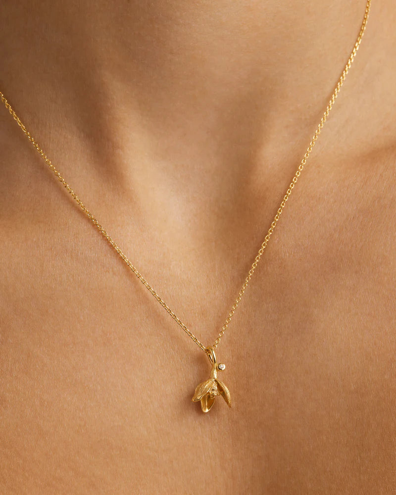18K GOLD VERMEIL SNOWDROP JANUARY BIRTH FLOWER