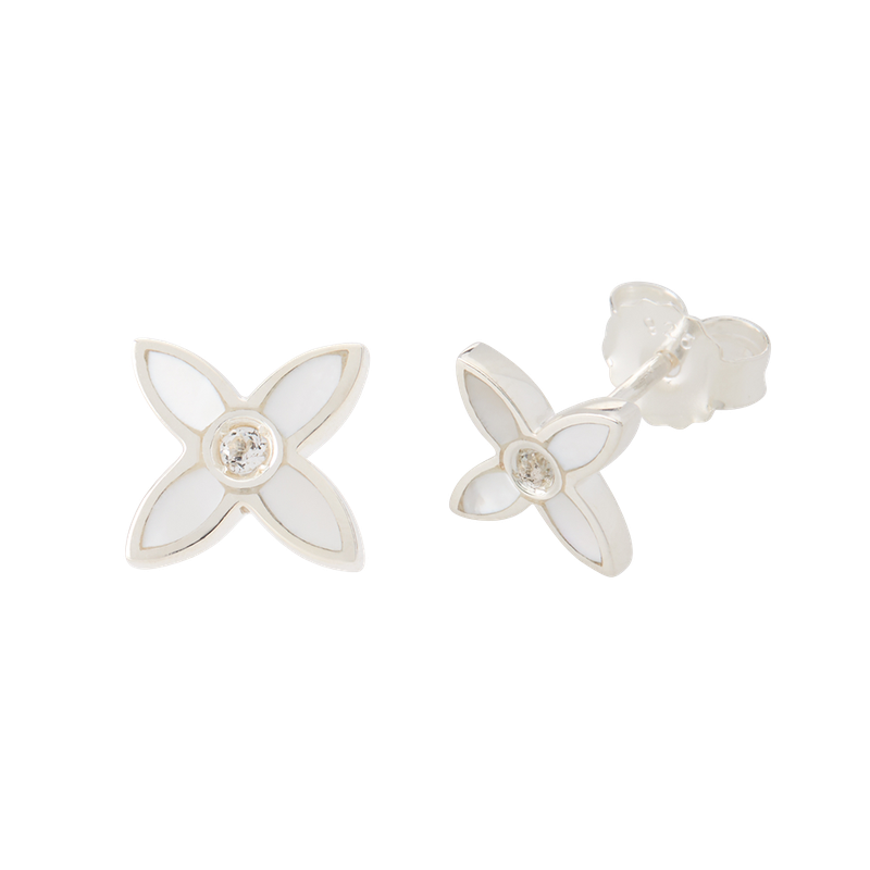 MINI DESERT FLOWER MINI STUDS EARRINGS SILVER
