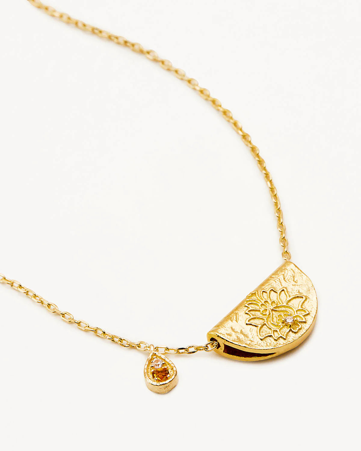 18k Gold Vermeil Lotus Birthstone Necklace