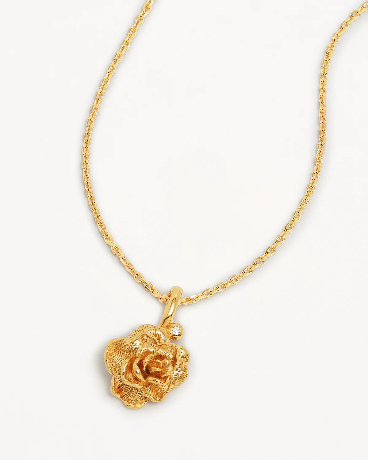 18K GOLD VERMEIL ROSE JUNE BIRTH FLOWER NECKLACE
