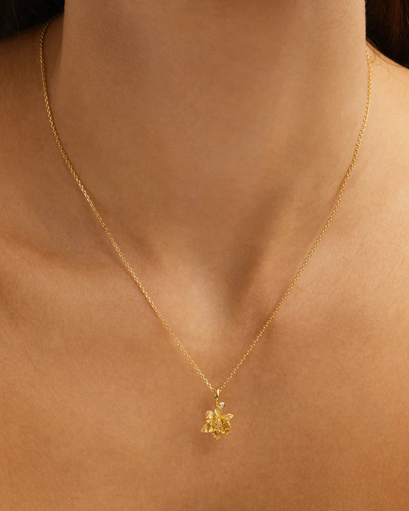 18K GOLD VERMEIL WATER LILY JULY NECKLACE