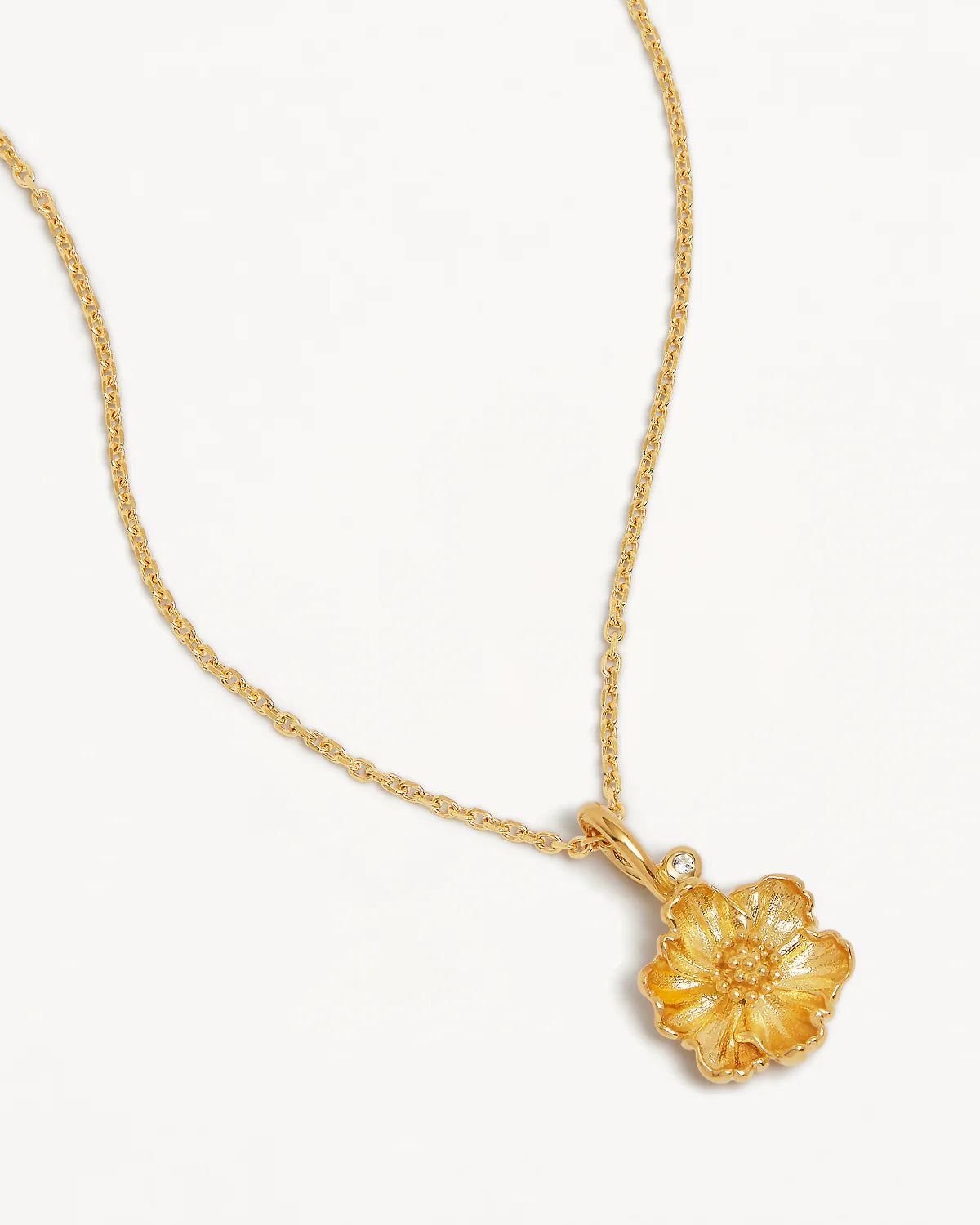 18K GOLD VERMEIL POPPY AUGEST BIRTH FLOWER NECKLACE