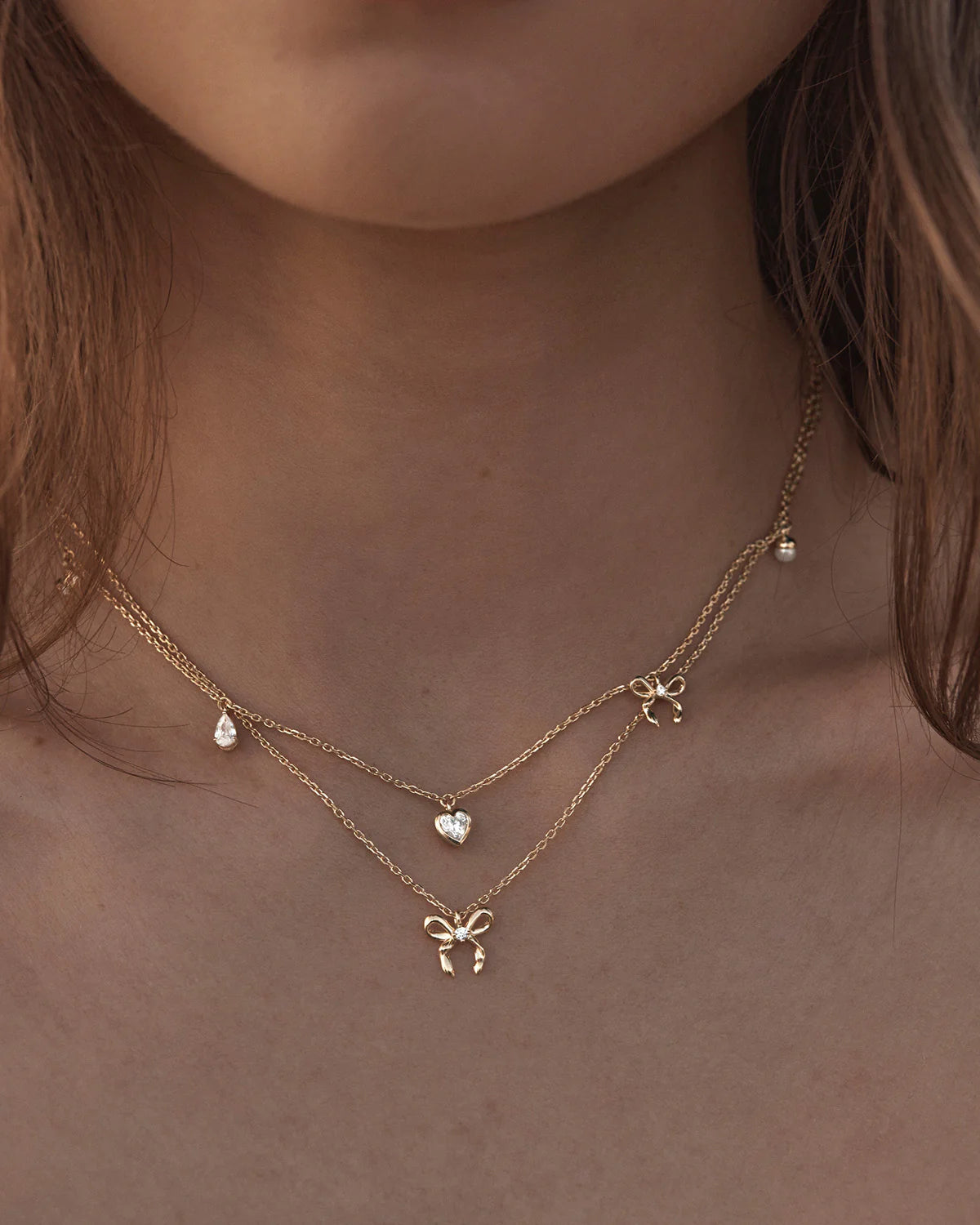 NECKLACE FOREVER MORE BOW 18K GOLD PLATED VERMEIL