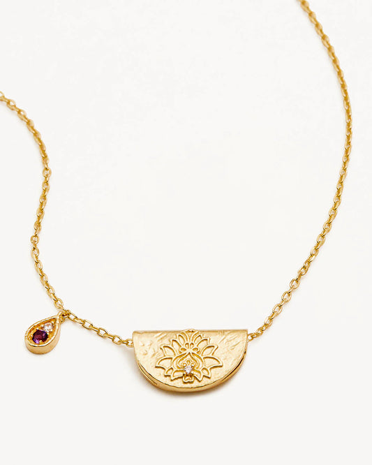 18k Gold Vermeil Lotus Birthstone Necklace