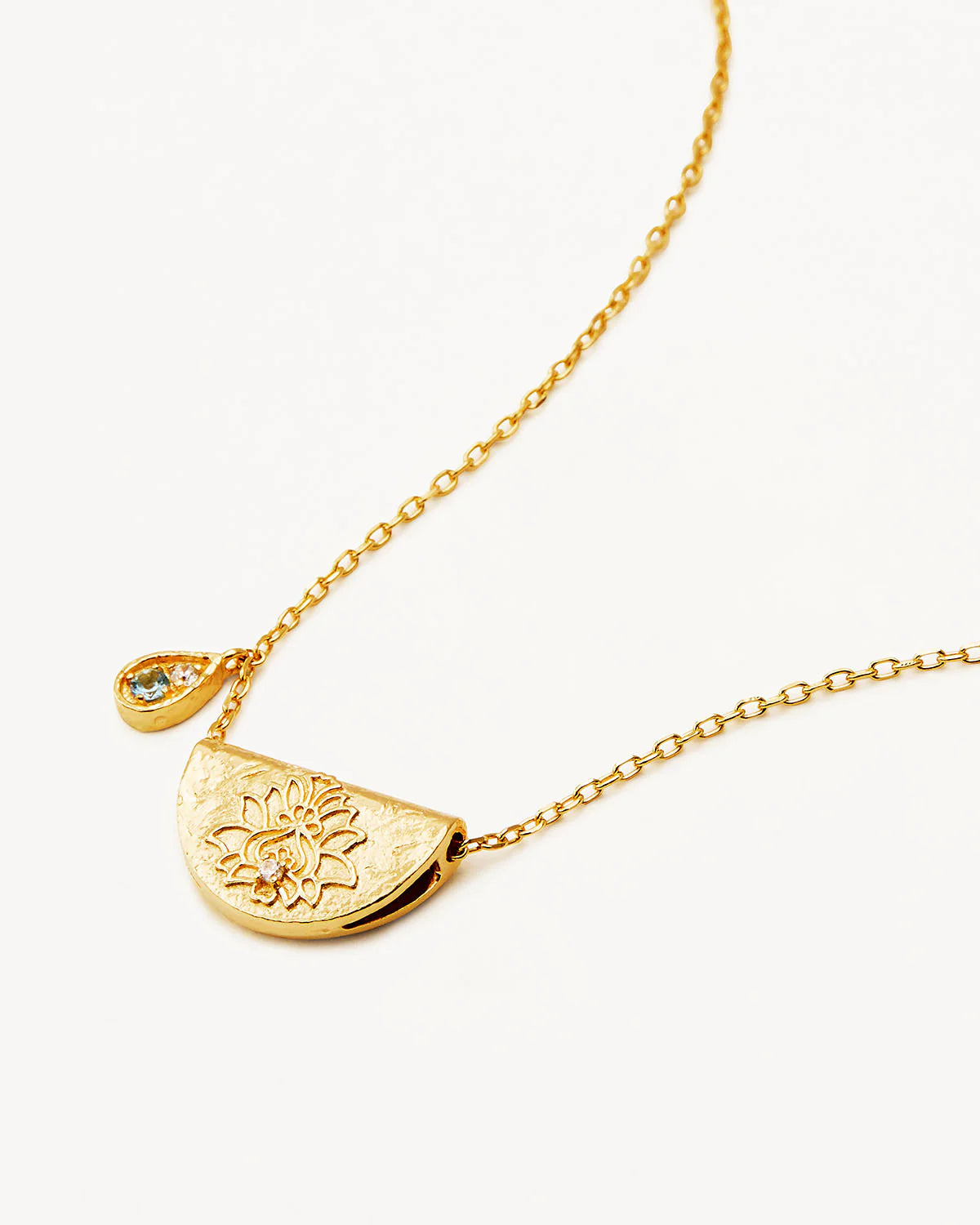 18k Gold Vermeil Lotus Birthstone Necklace