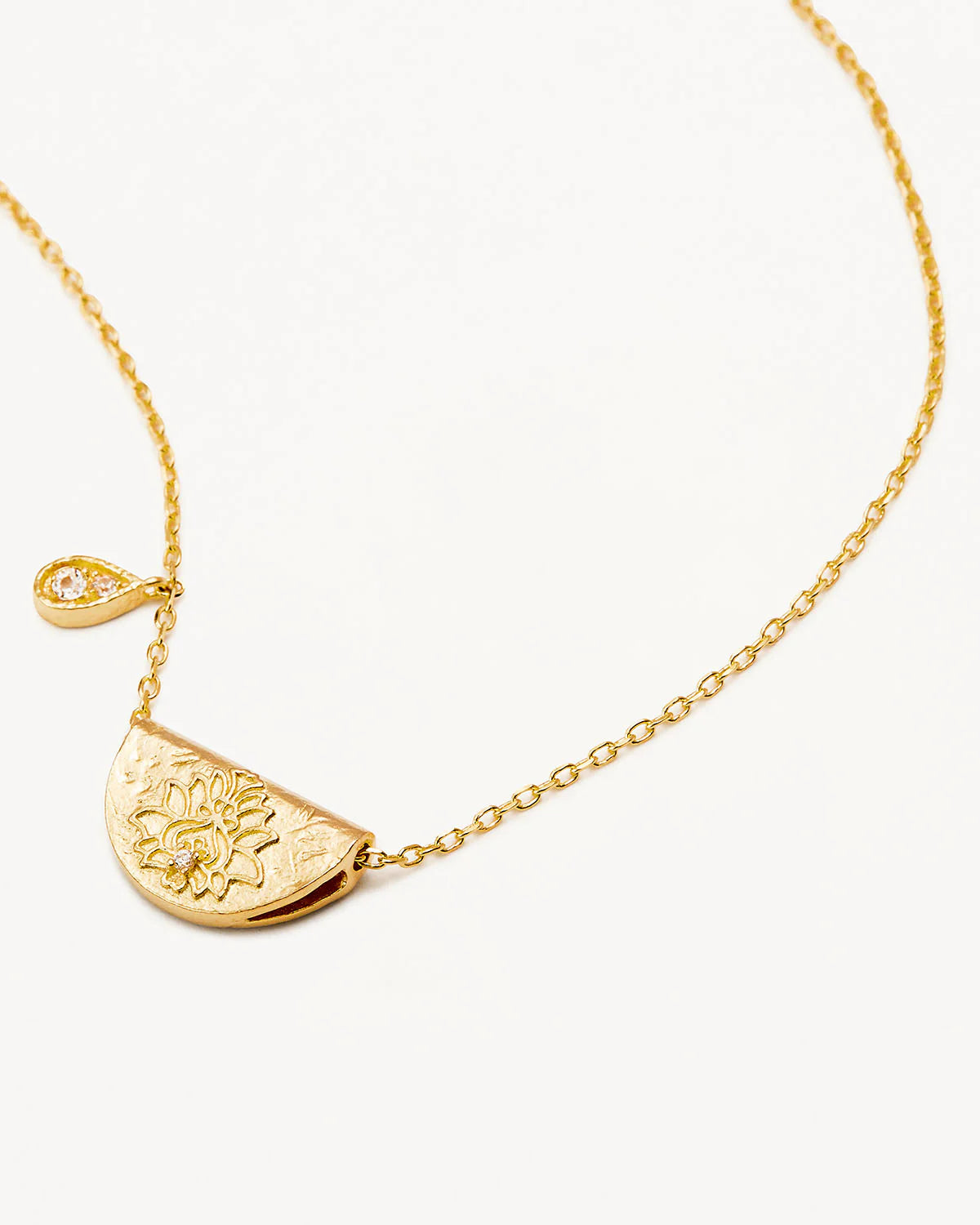 18k Gold Vermeil Lotus Birthstone Necklace