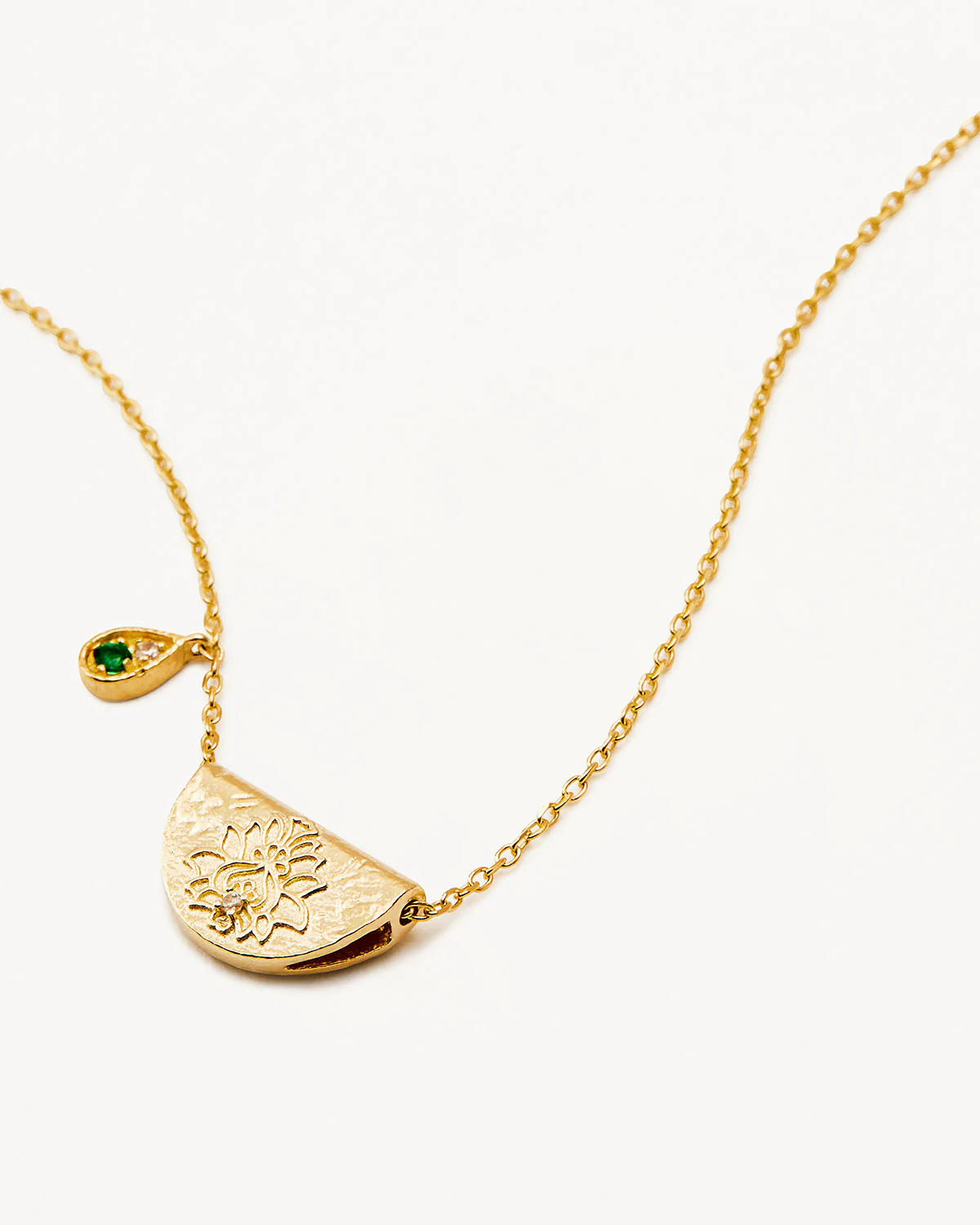 18k Gold Vermeil Lotus Birthstone Necklace