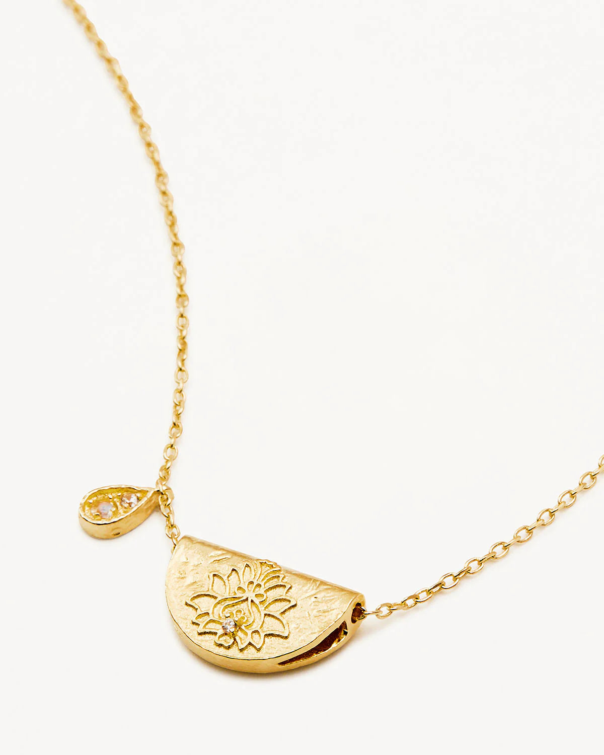 18k Gold Vermeil Lotus Birthstone Necklace