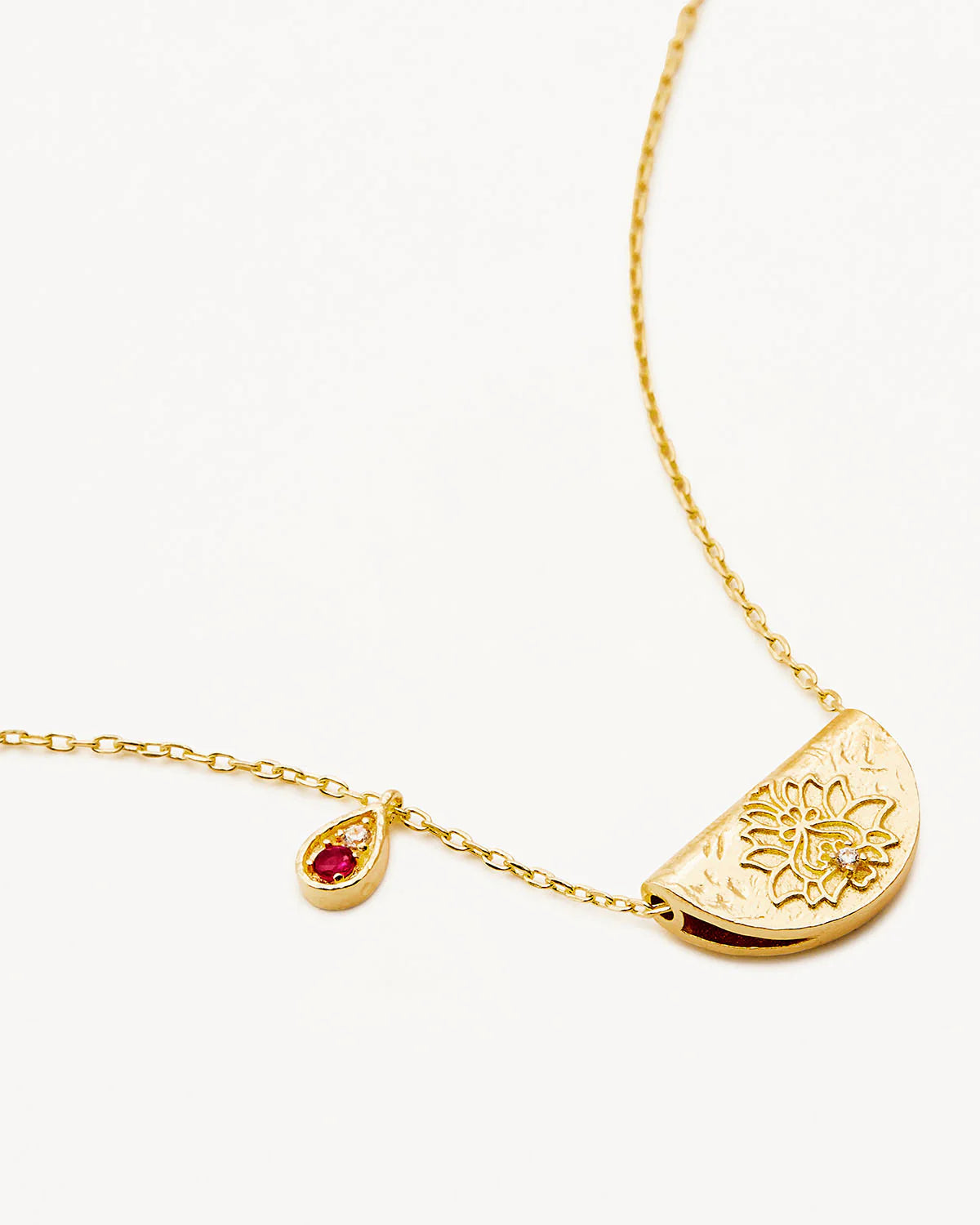 18k Gold Vermeil Lotus Birthstone Necklace