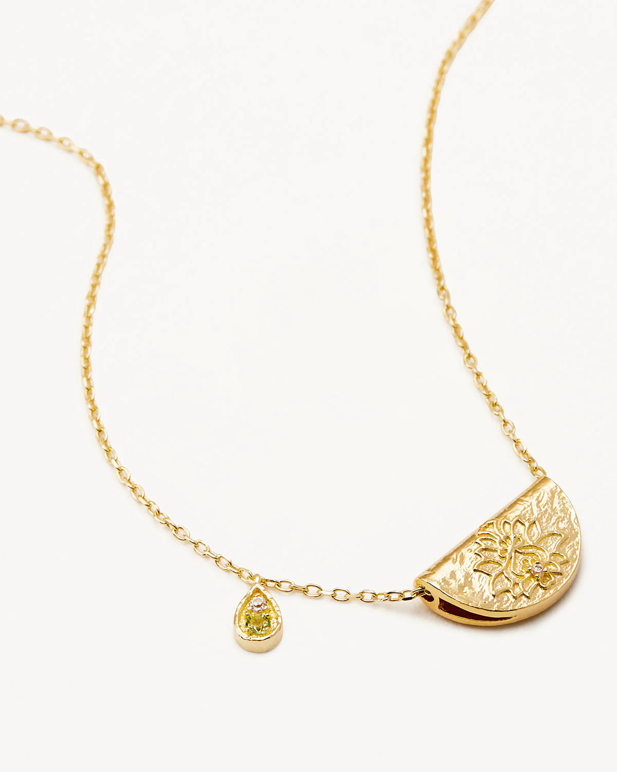 18k Gold Vermeil Lotus Birthstone Necklace