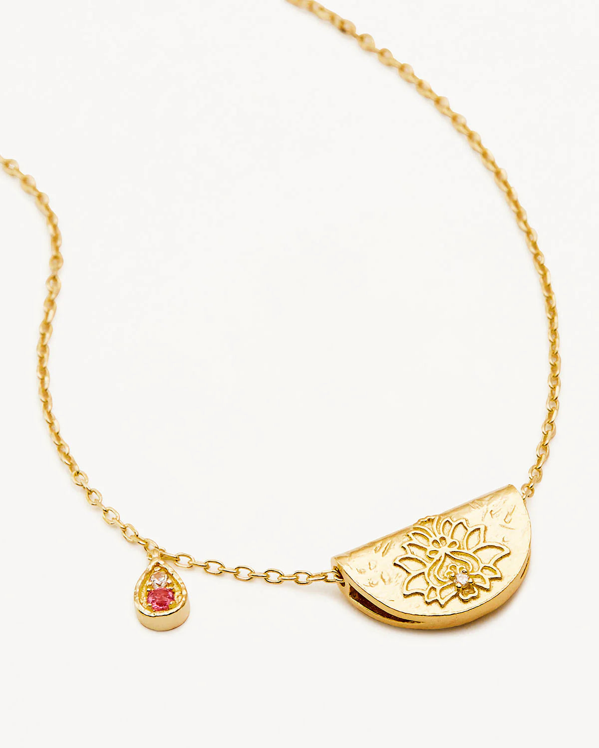 18k Gold Vermeil Lotus Birthstone Necklace