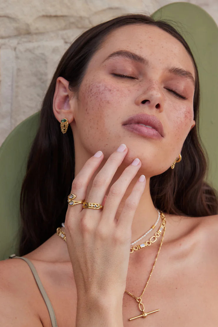 Nyra Apatite Gold Earrings