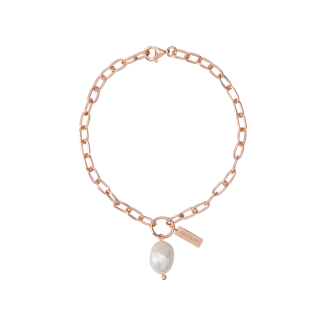 APHRODITE GODDESS PEARL DROP BRACELET - ROSE GOLD