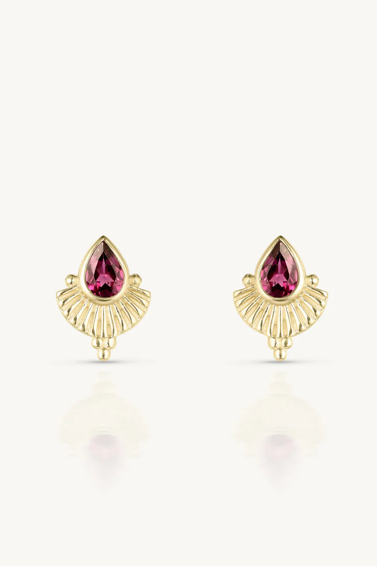 Venus Rhodolite Gold Earrings
