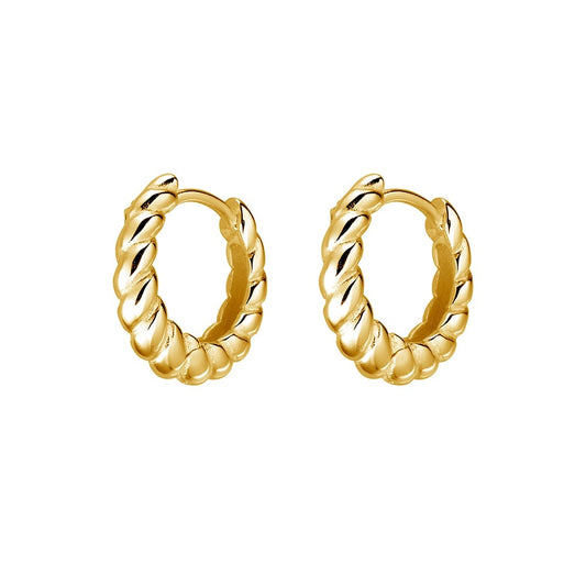 EARRINGS TWISTED HOOP - GOLD PLATED
