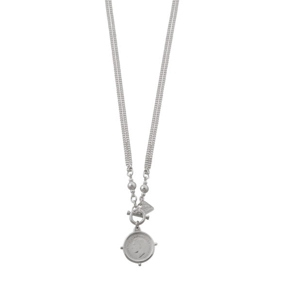 DOUBLE CURB NECKLACE WITH SIXPENCE