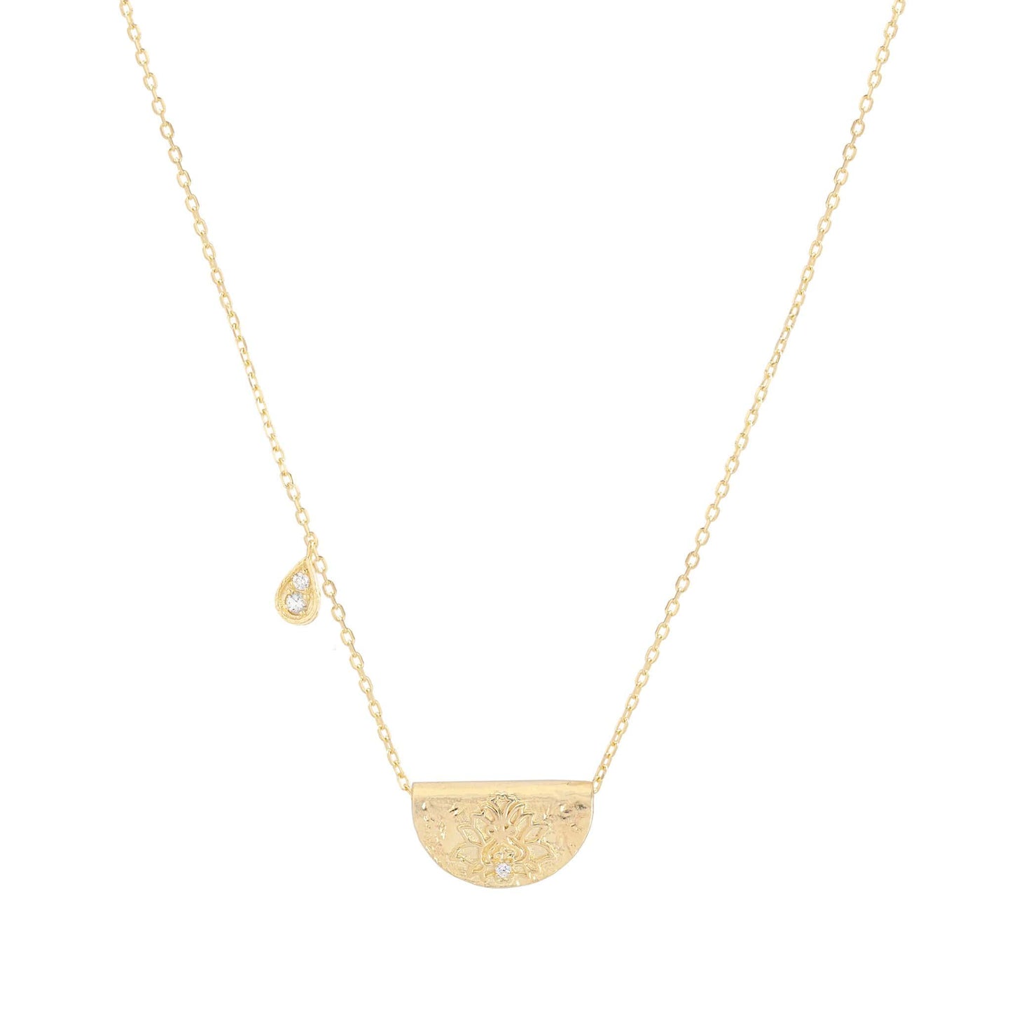 GOLD SHINE BRIGHTLY LOTUS BIRTHSTONE NECKLACE - APRIL
