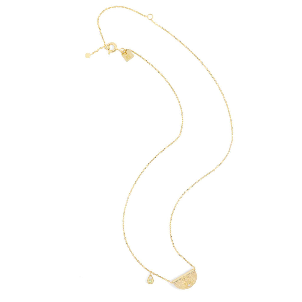 GOLD LOTUS BIRTHSTONE NECKLACE - AUGUST