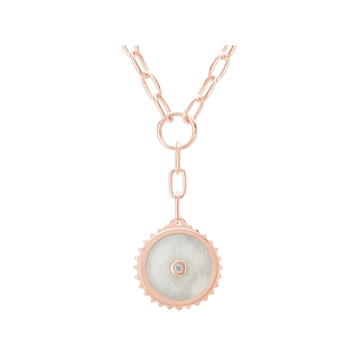 HALCYON SHIELD DROP NECKLACE ROSE GOLD