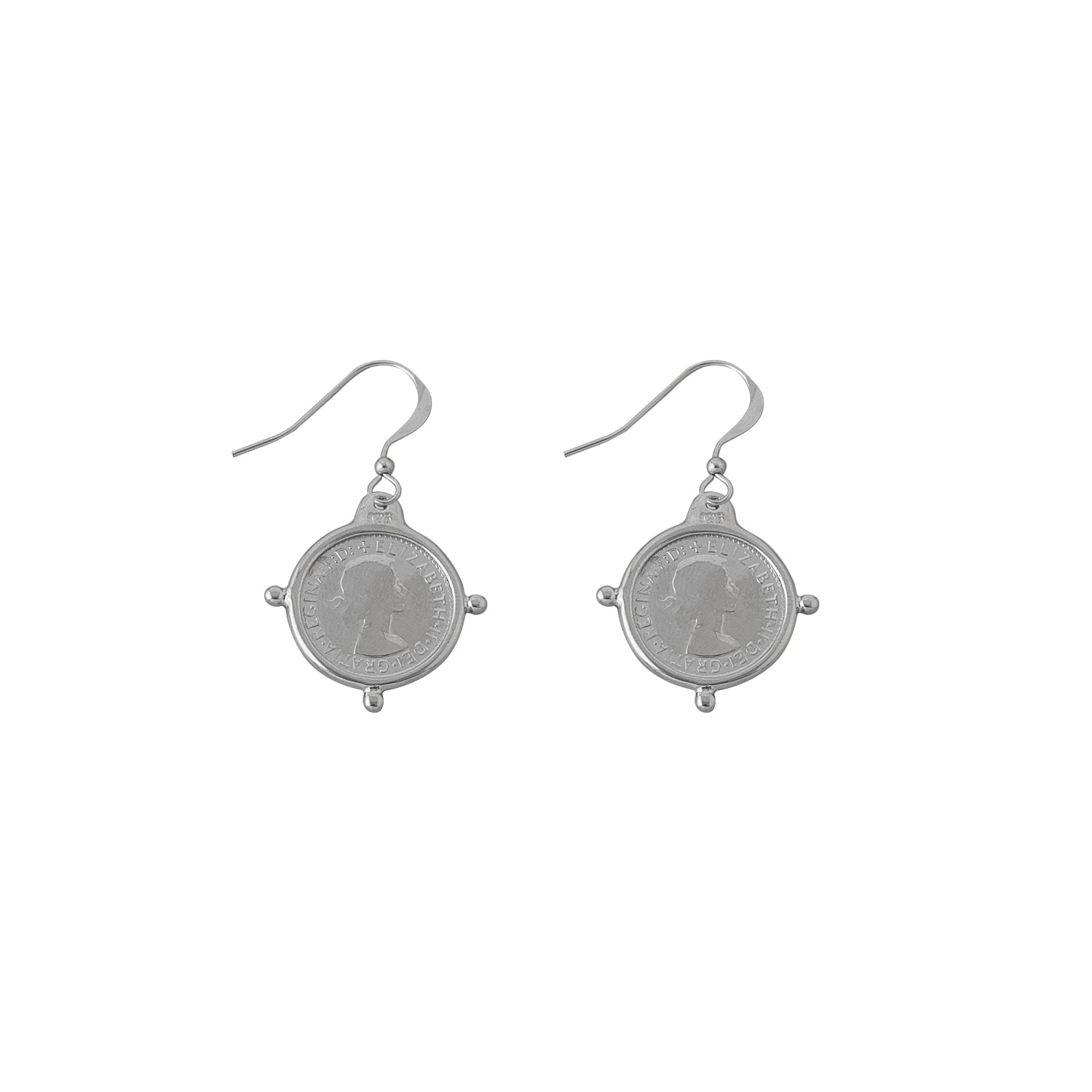 COMPASS FRAME COIN EARRINGS