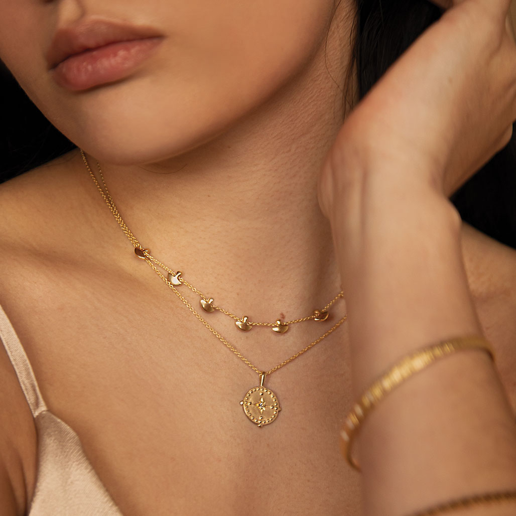 PENDANT DISC NECKLACE IN YELLOW GOLD