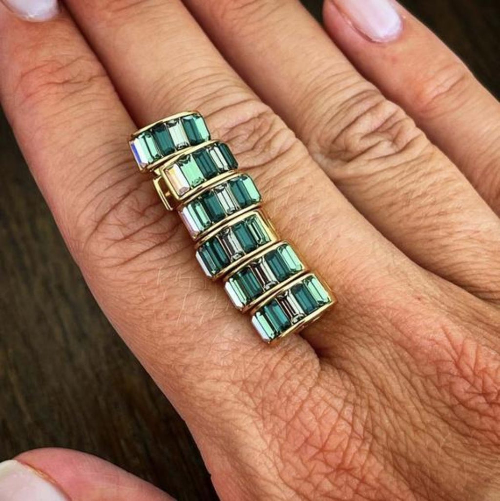 GREEN OMBRE CRYSTAL HUGGIES - GOLD