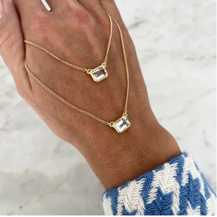 AQUAMARINE DECO NECKLACE - GOLD