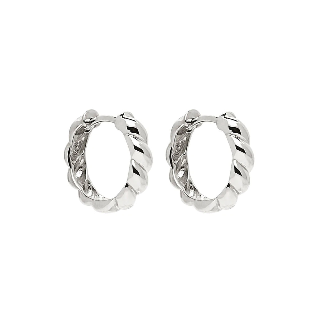 ZIPPY TWIST HUGGIE EARRINGS (STERLING SILVER)
