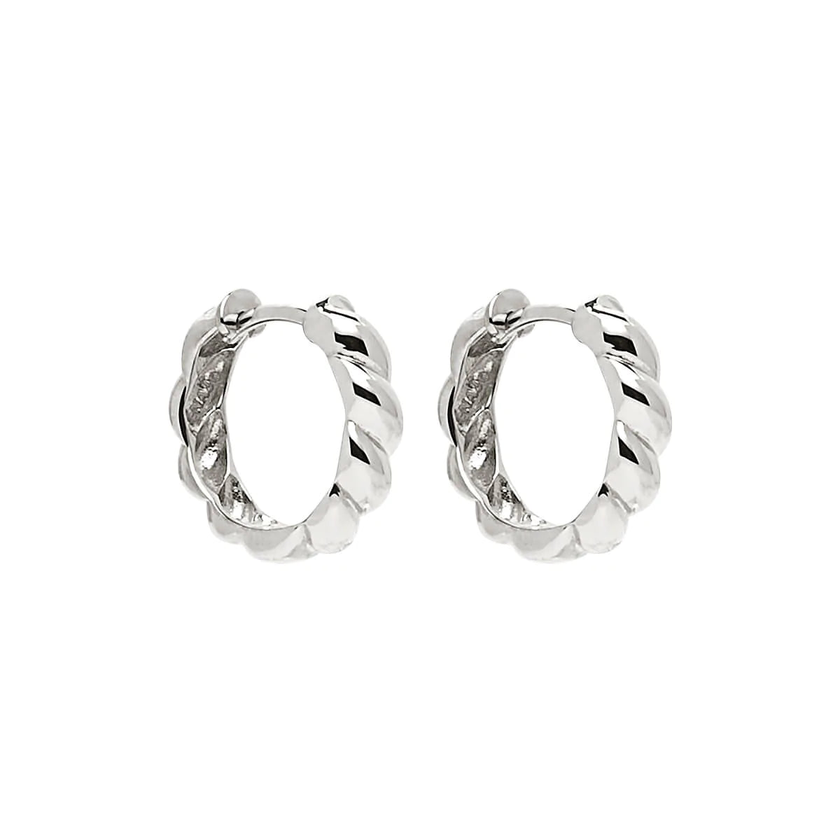ZIPPY TWIST HUGGIE EARRINGS (STERLING SILVER)