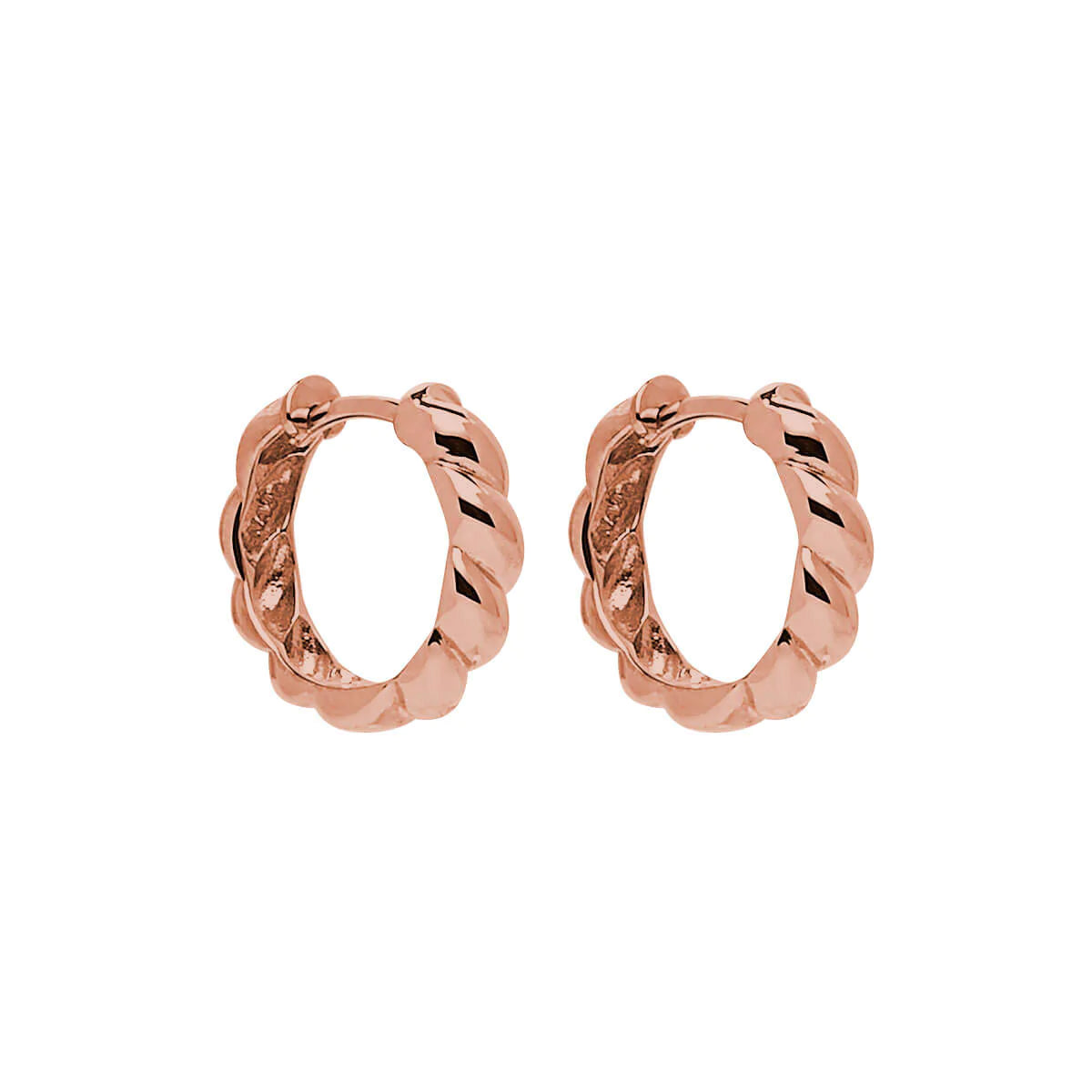 ZIPPY TWIST HUGGIE EARRINGS (ROSE GOLD PLATED)