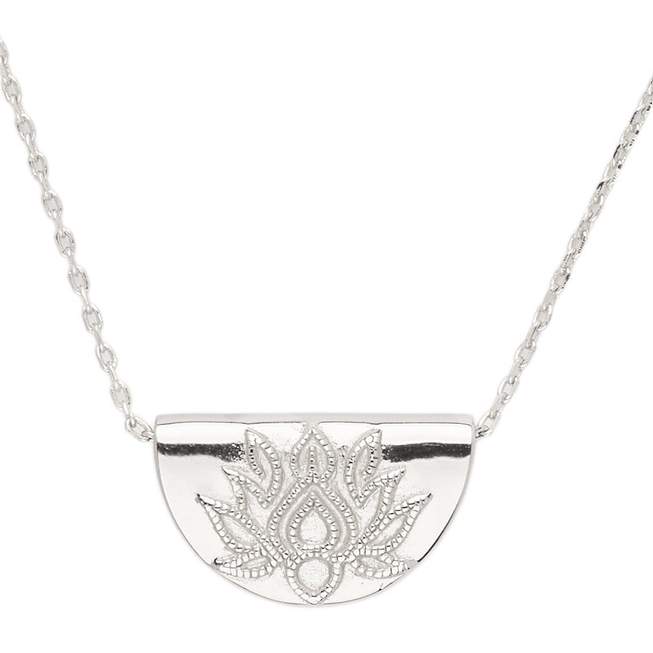 SILVER SHORT LOTUS NECKLACE